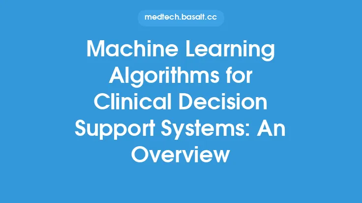 Machine Learning Algorithms for Clinical Decision Support Systems: An Overview Thumbnail